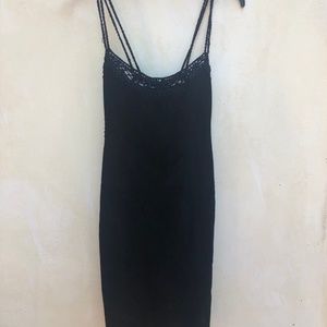 Nicole Miller Suede and woven side bodycon dress